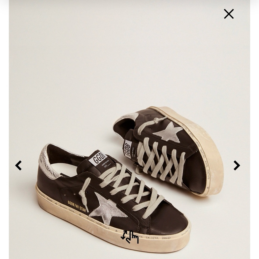 Golden Goose Brown Leather Superstar Sneakers with Silver Star Accent